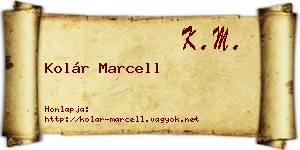 Kolár Marcell névjegykártya
